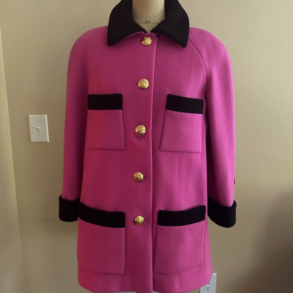 Adolfo Coat Vintage Hot Pink & Black